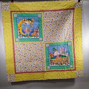 Reversible Children’s Quilted Storybook Blanket | Nursery Decor | New
